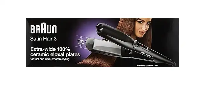 Braun Satin Hair 3 Hair Straightener, Tourmaline ceramic plates, 135 - 185℃, Black - ST310