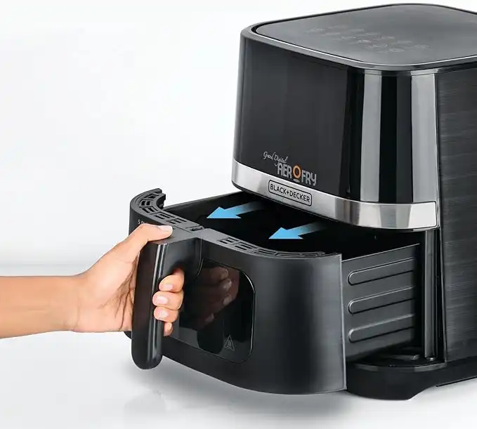 Black & Decker XXL Air Fryer, 5.8 L, 1800W, Touch Screen, 12-in-1 With Rapid Hot Air Circulation For Frying, Grilling, Broiling, Roasting, and Baking, Black - AF5800-B5