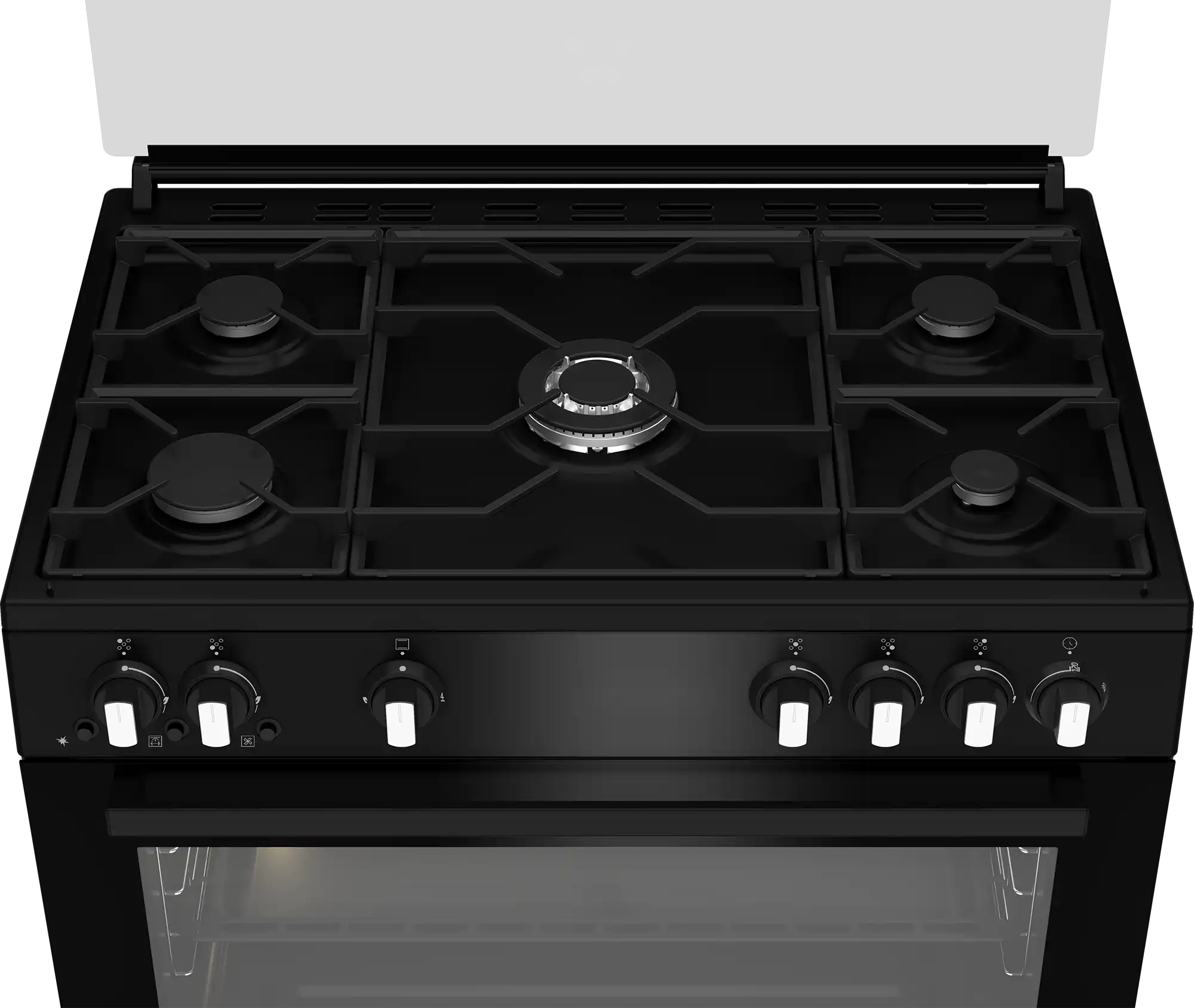Beko Gas Cooker, 5 Burners, 90 cm, Black - GGR 15115 DX NB