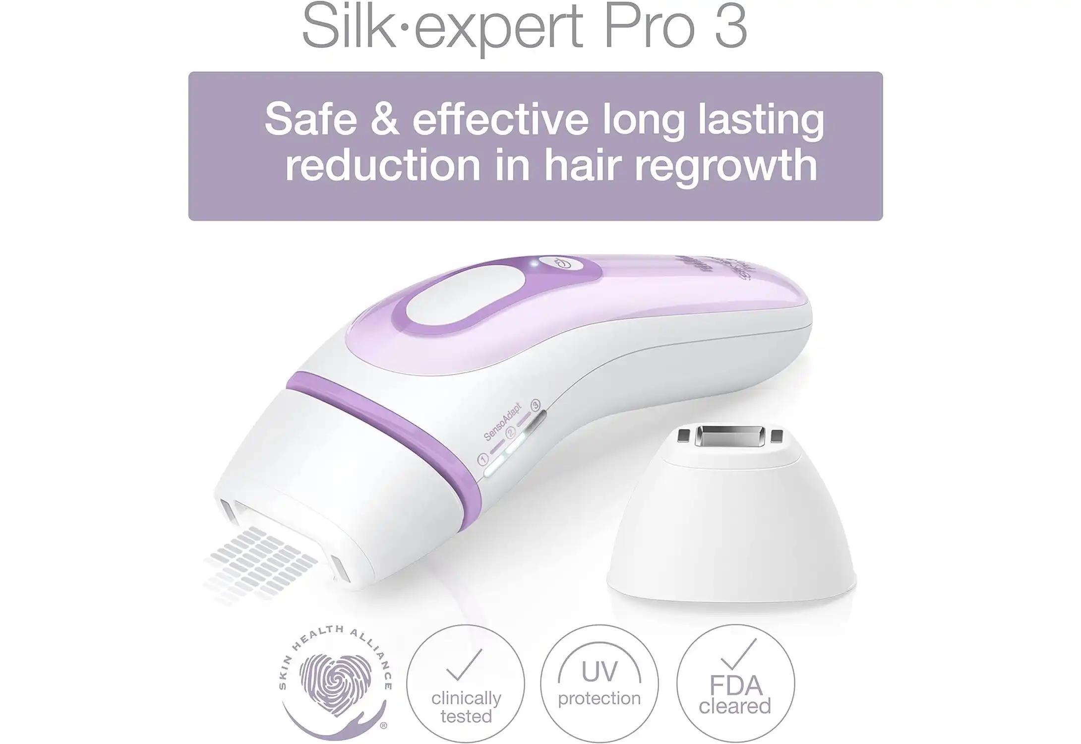 Braun Silk-expert Pro 3 IPL Hair Removal with Gillette Venus Razor, White / Purple - PL3111
