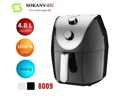 قلاية هوائية سوكاني، 5 لتر، 1500 واط، اسود - SK-8009