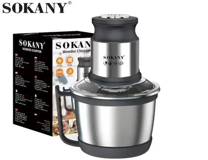 sokany Wonder Chopper, 3 L, 800-Watt, 3 Speeds, Stainless Steel - SK-7027