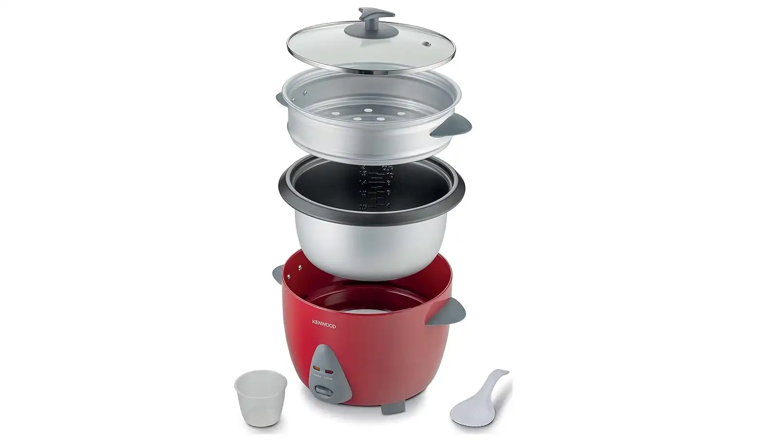Kenwood Rice Cooker with Steamer, 1.8L, Red - RCM44.000RD