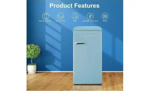 Galanz Retro mini bar, with Single Doors, Defrost Adjustable Mechanical Thermostat with Chiller, 97 LITER, Blue - BC-103F-53H-B