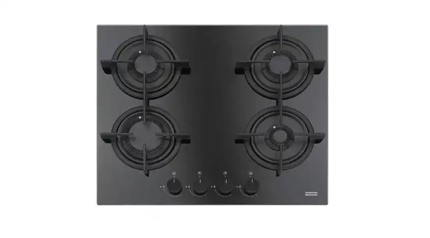 طقم بلت ان فرانكي، مسطح غاز، 4 شعلة، حوامل زهر، 60 سم، اسود كرستال - FHCR-604-4G-HE-BK-C + فرن بلت ان غاز  بشواية، 60 لتر، 60 سم، استانلس ستيل - GN-52-G-XS
