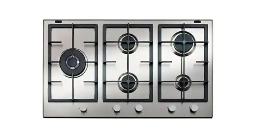 Indesit Bundle of Built-In Gas Hob, 5 Burners, Full Safety, Cast Iron Pan Supports, 90 cm, Stainless Steel - IN 9522 IX + Built-In Visor Hood Without Chimney, 90 cm, Silver - ISLK 96 LS X + G