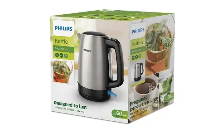 Philips Daily Collection Electric Kettle, 1.7 Liters, 2200 Watt, Stainless Steel- HD9350/90