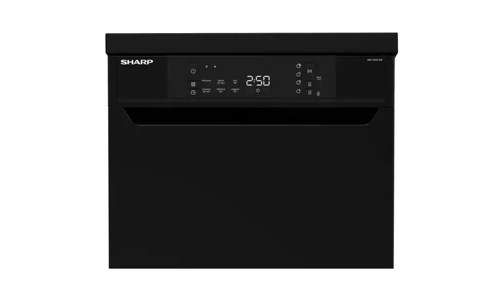غسالة أطباق شارب، 10 أفراد، شاشة رقمية، 6 برامج،  45 سم، أسود - QW-V610-BK