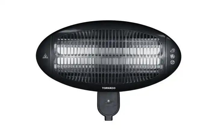 TORNADO Wall Mounted Halogen Heater, 2000 Watt, Black - THH-2000W