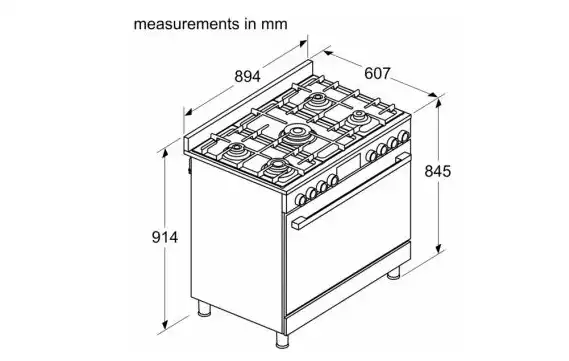 Bosch Series 8, Gas cooker, 5 Burners, 90 cm, Stainless steel - HIZ5G7W51S