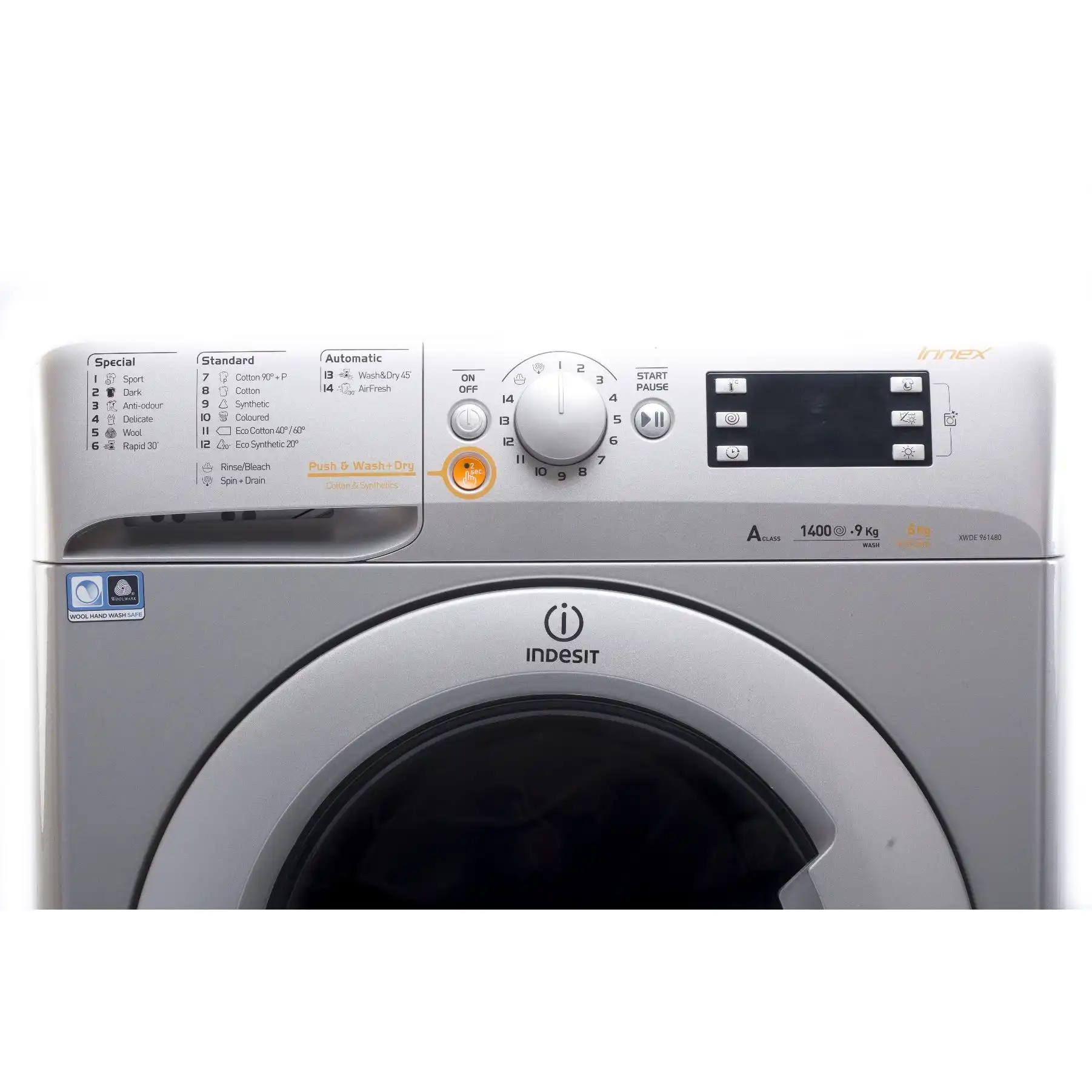 Indesit Front Loading Washing Machine 9 KG With  6 Dryer, , Silver - XWDE 961480X S EX
