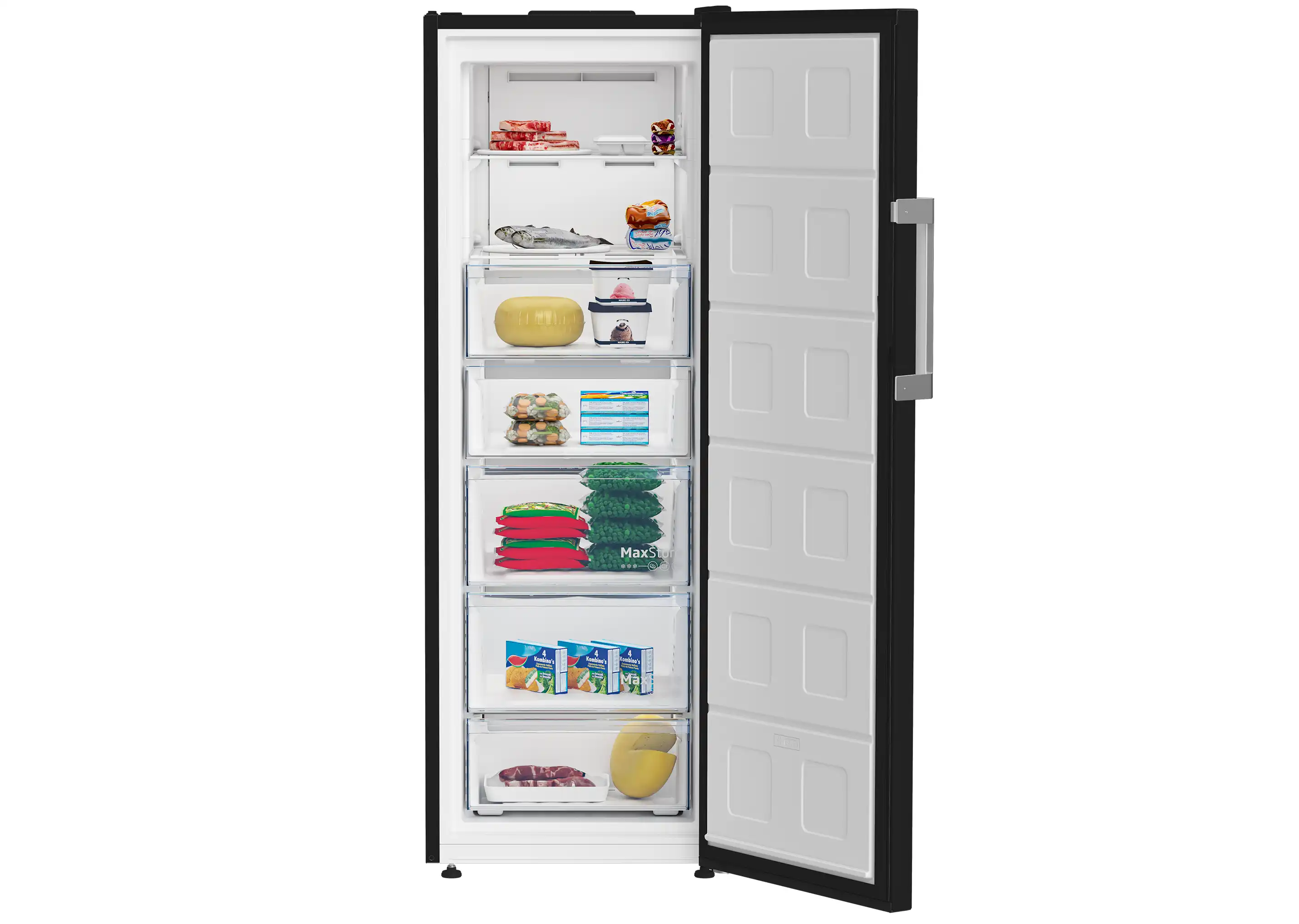 Beko Vertical Deep Freezer, 7 Drawers, 260 L, Black - B3RFNE294XB
