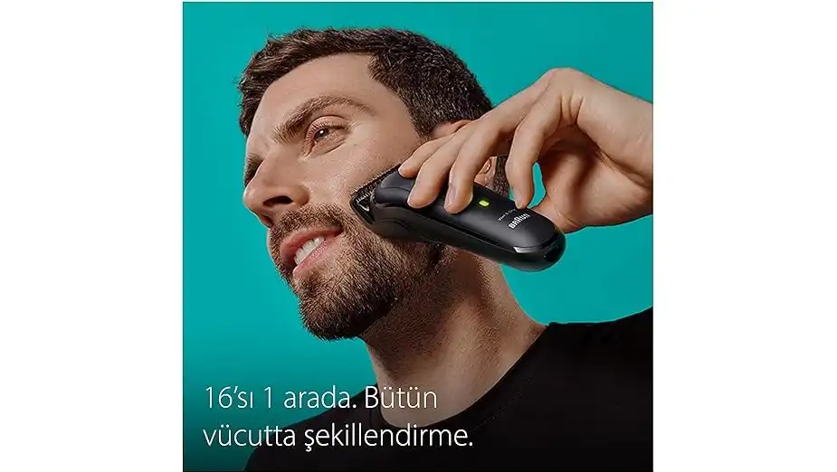 Braun Beard, Hair and Body Groomer, Wet & Dry, 16*1, Rechargeable, Black - MGK7470