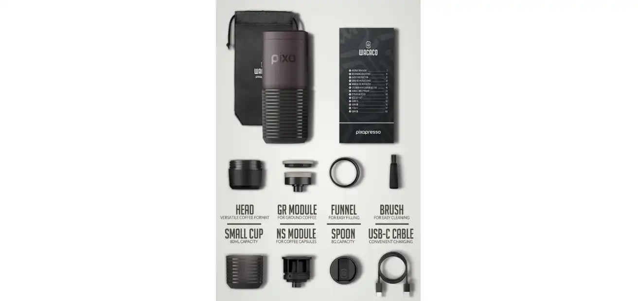 Wacaco Pixapresso Portable Espresso Maker, 20 bar - Dark Burgundy