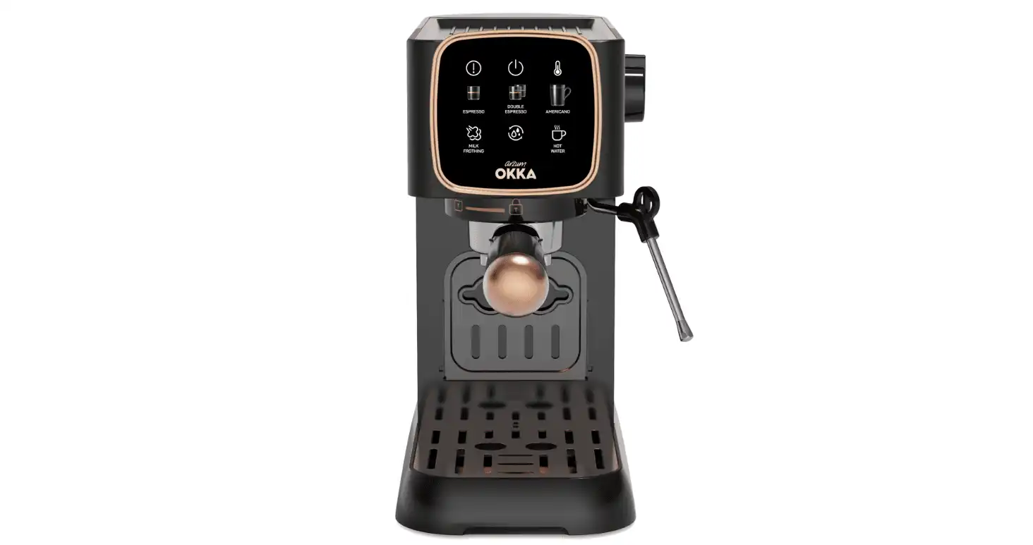 Arzum OKKA Solo Semi Automatic Espresso Machine, 15 Bar, Black - OK0034-0400