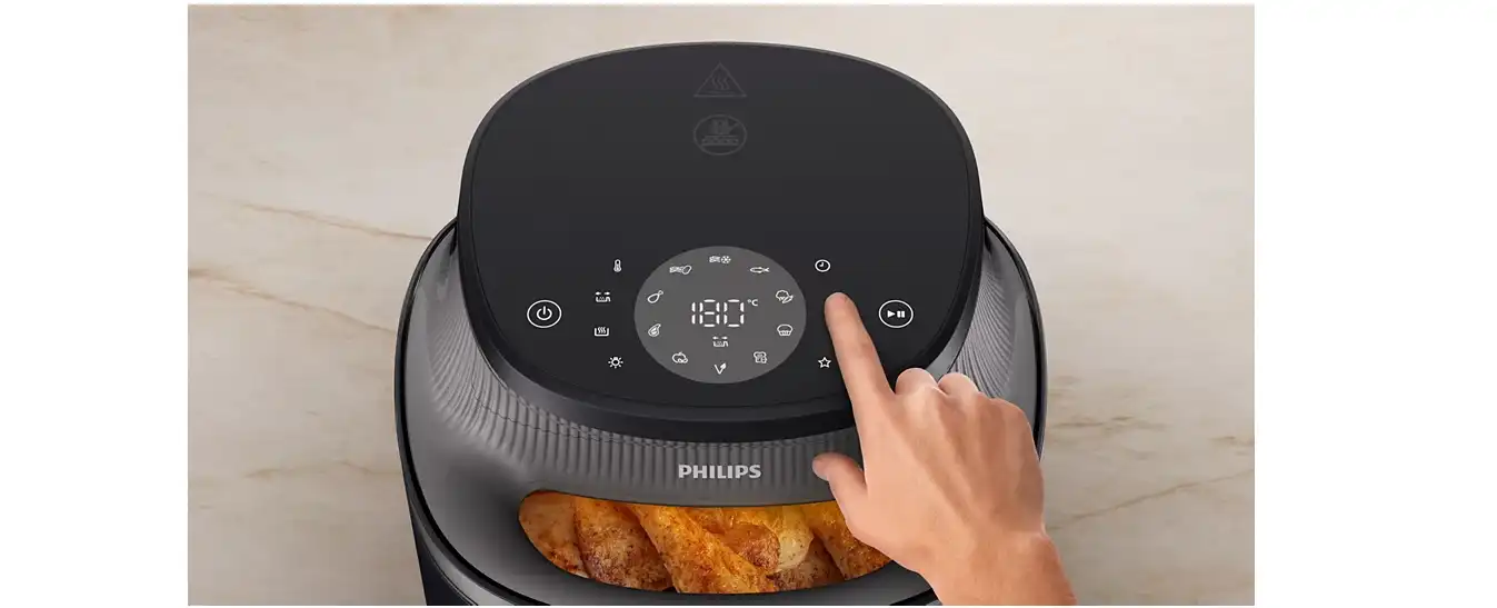 Philips Airfryer XL, 6.2 L, 1700 W, Transparent Cooking Window, 16 Cooking Functions, Touch screen, RapidAir Plus technology, Black - NA332/00