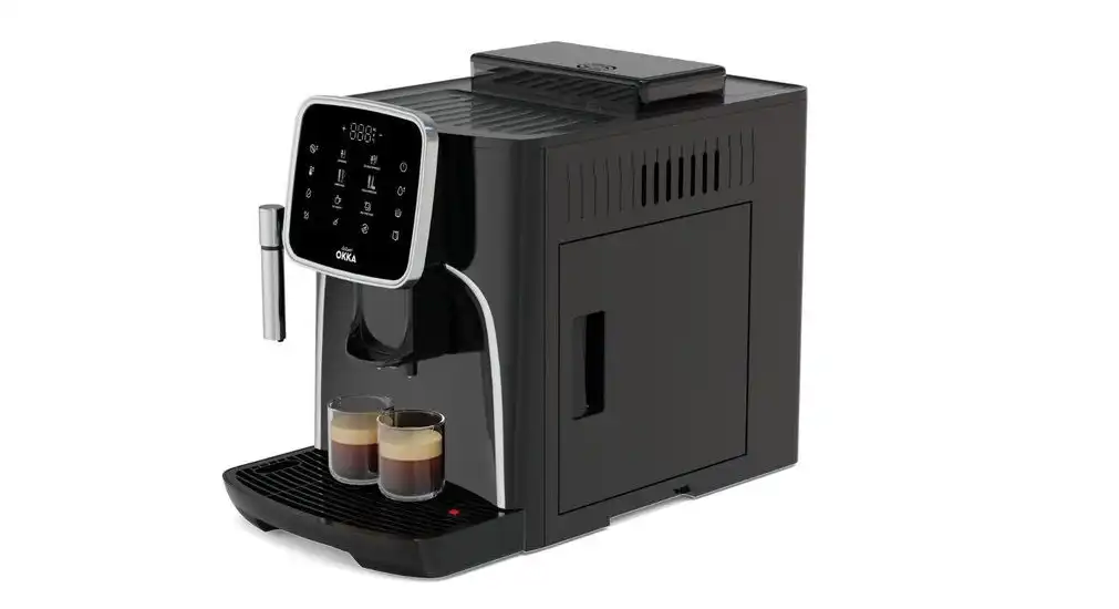 Okka Pro Fully Automatic Espresso Machine, Two-cup capacity, 1450 watts, Black / Silver - OK0030-05