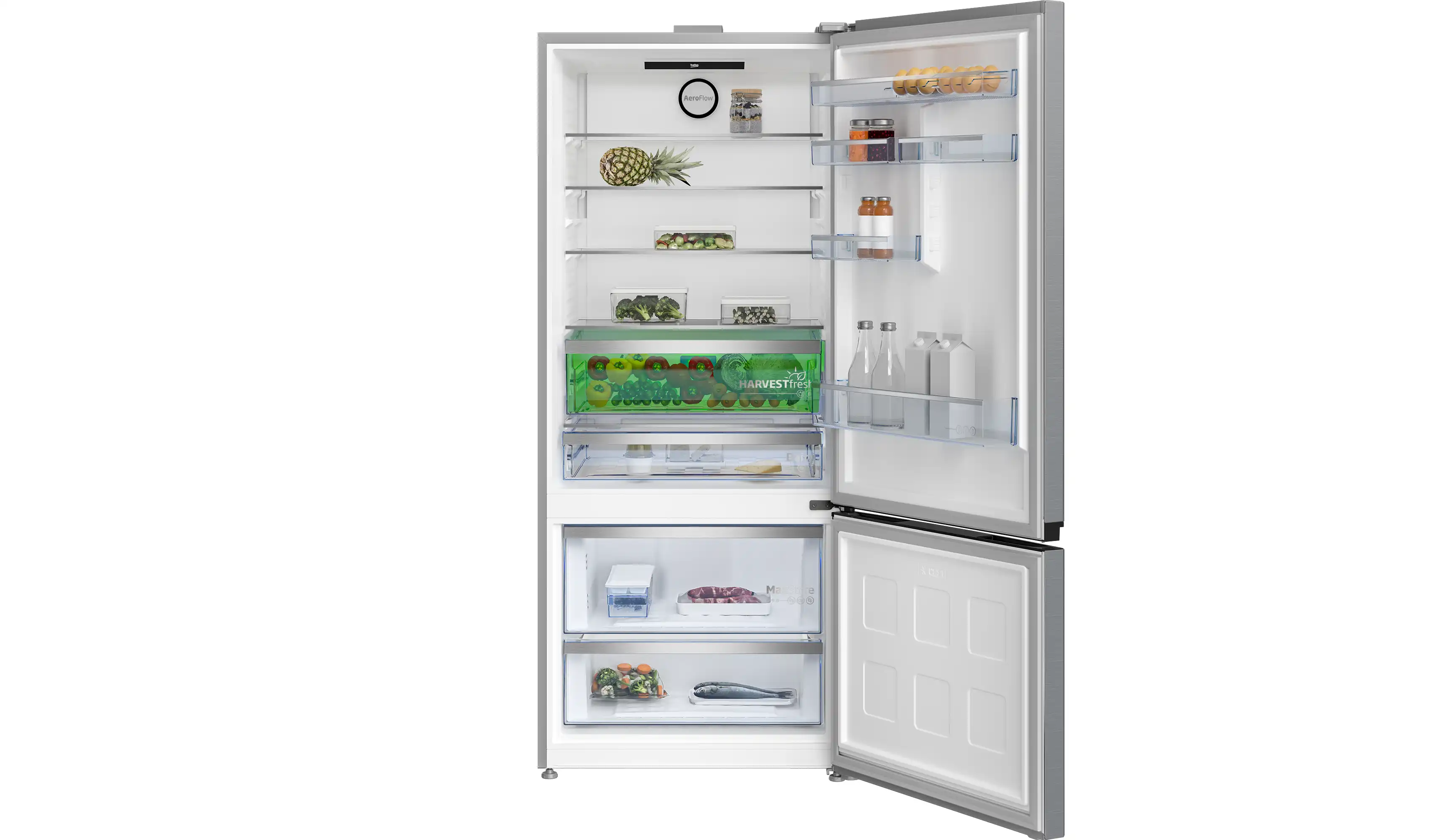 Beko Refrigerator Combi, No Frost 590 L, Touch Digital Display, Inverter, Silver - RCNE590E35ZXP2