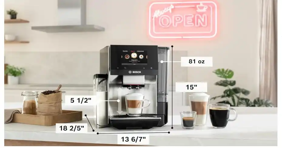 بوش Series 8 ماكينة تحضير الإسبريسو الأوتوماتيكية بالكامل VeroCafe، ستانلس ستيل - TQE80703