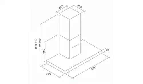Ecomatic T-Shaped Extractor Fan, Touch and Remote Control, 1000 m³/h, 90 cm, Black - H910TTBK