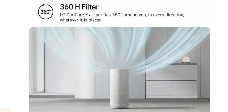 جهاز تنقية الهواء من ال جي، مزود بفلتر هيبا، أبيض - AS35GGW10