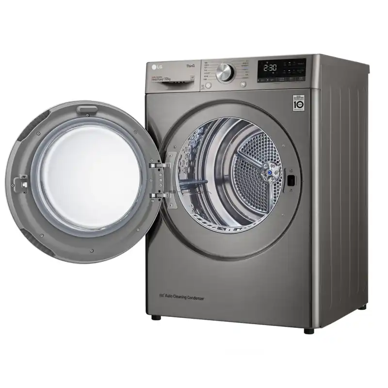 مجفف إل جى بالمكثف وتحكم عن بعد، 10 كيلو، فضي-  RH10V9PV2W