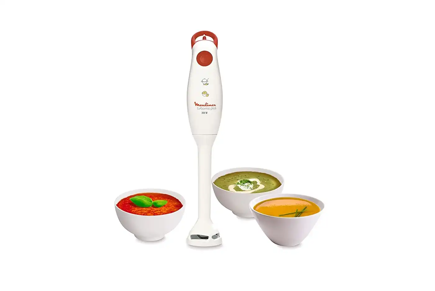 Moulinex Turbomix Plus Hand Blender, 350 Watt, White / Red - DD1001EG