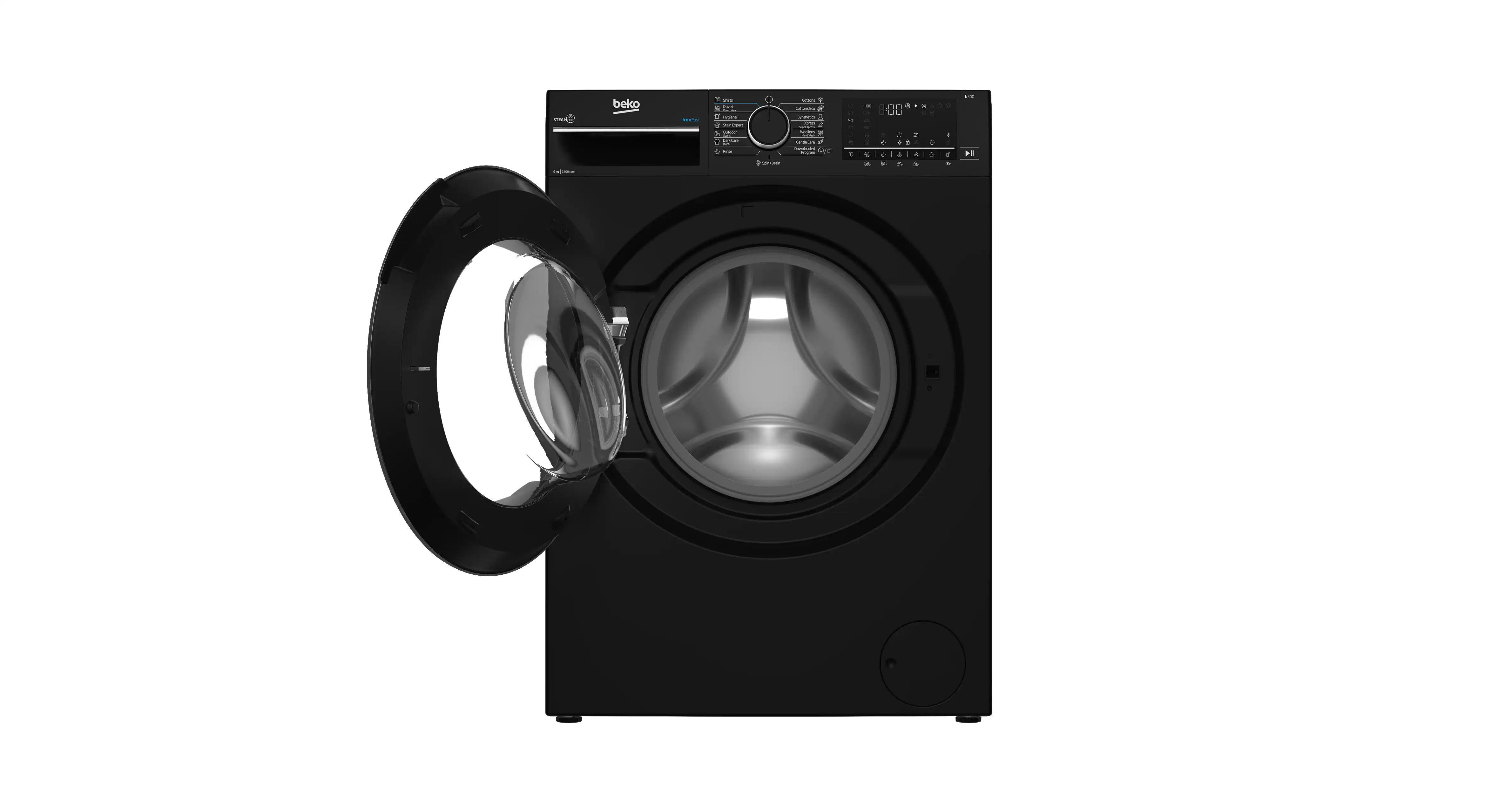 Beko Piano Bluetooth Front Loading Digital Full Automatic Washing Machine, 9 Kg, Black - B3WFU50940BCI