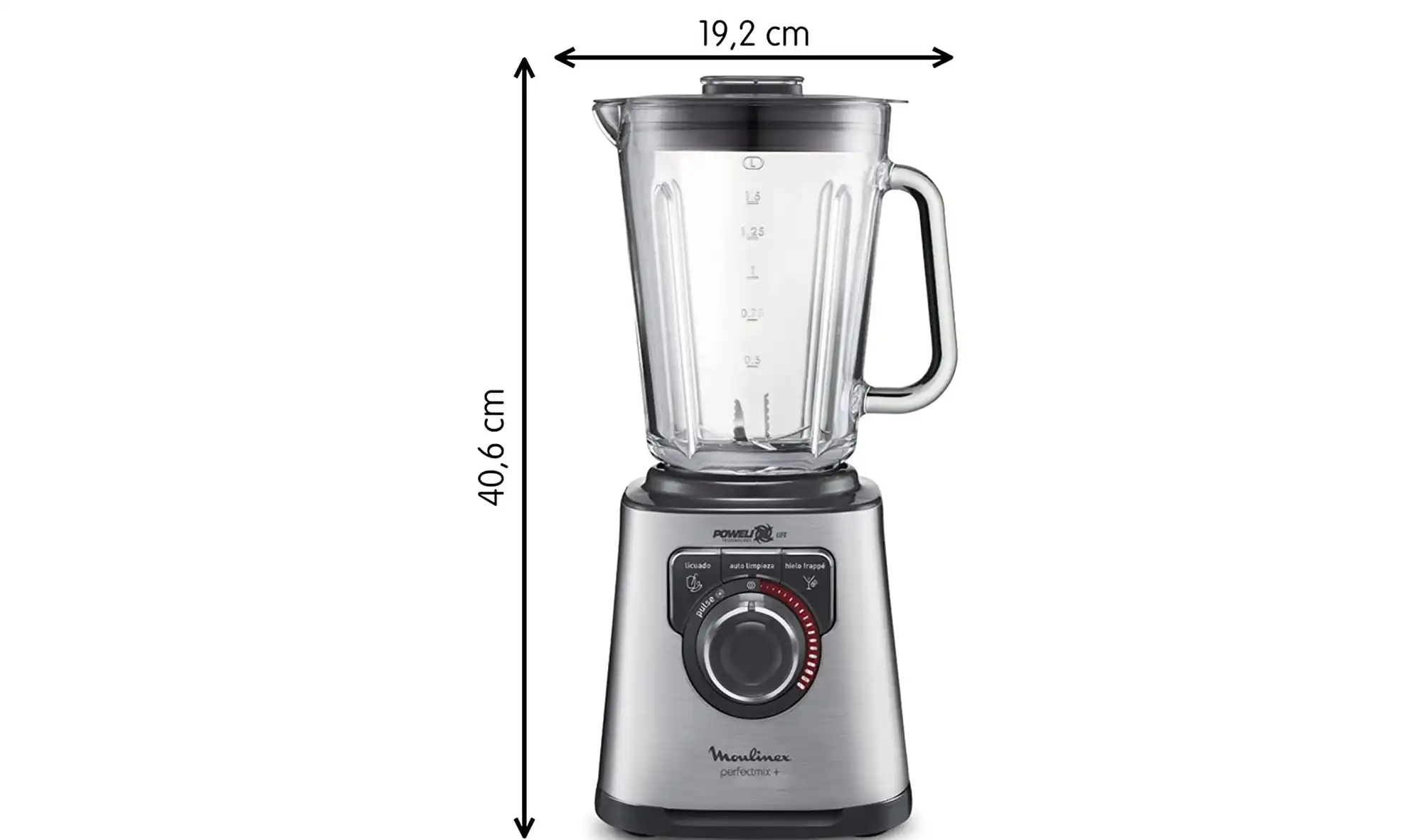 Moulinex Moulinex Perfect Mix Blender, Glass Jar, 1.5 Liter, 1200 Watt, Stainless - LM811D10