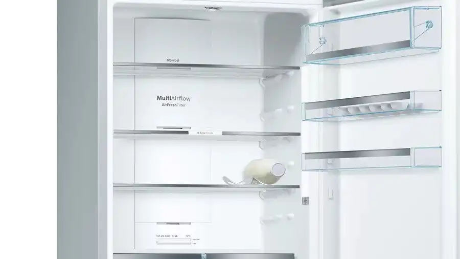 ثلاجة بوش 435 لتر، 2 باب، كومبى باب زجاج اسود - KGN49LB30U