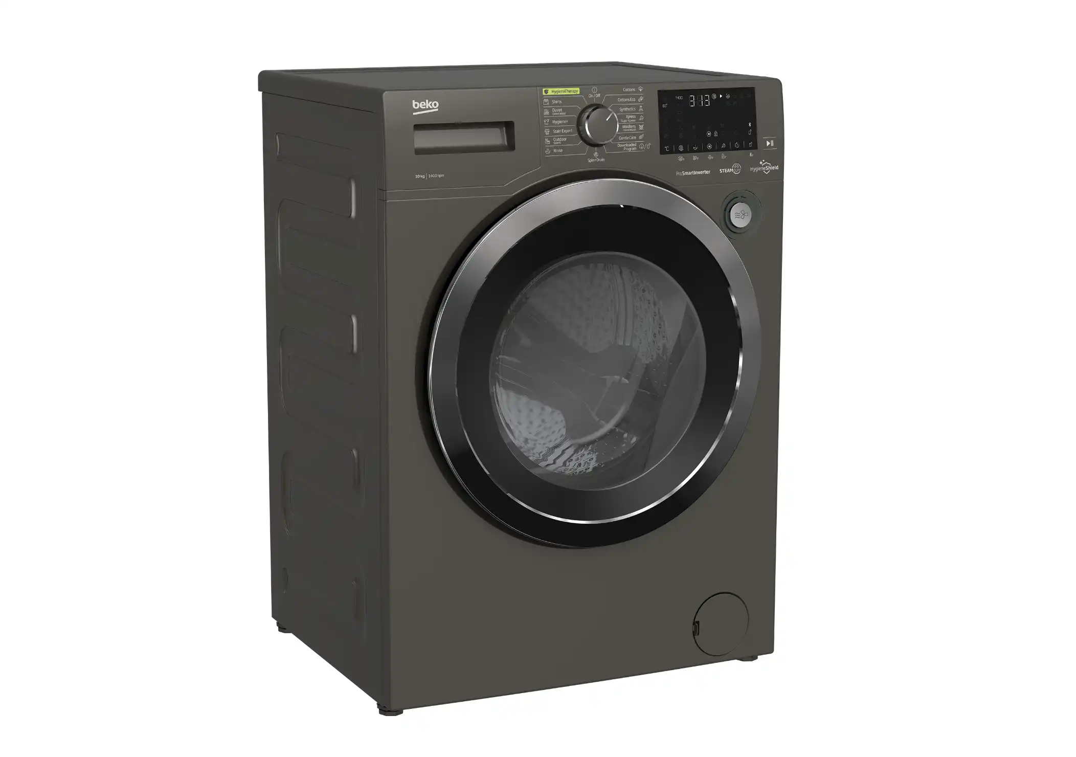 Beko Washing Machine Digital Inverter Steam, 10 kg, 1400 RPM, Grey - WTE 10736 CHT