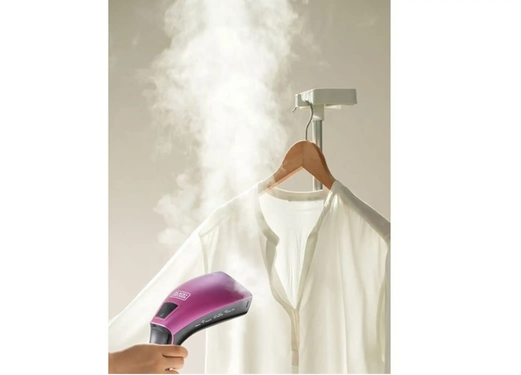 Black & Decker Portable Garment Steamer, 1600 Watt, Ceramic Base, Black / Purple, HSTD1600-B5 (International Warranty)