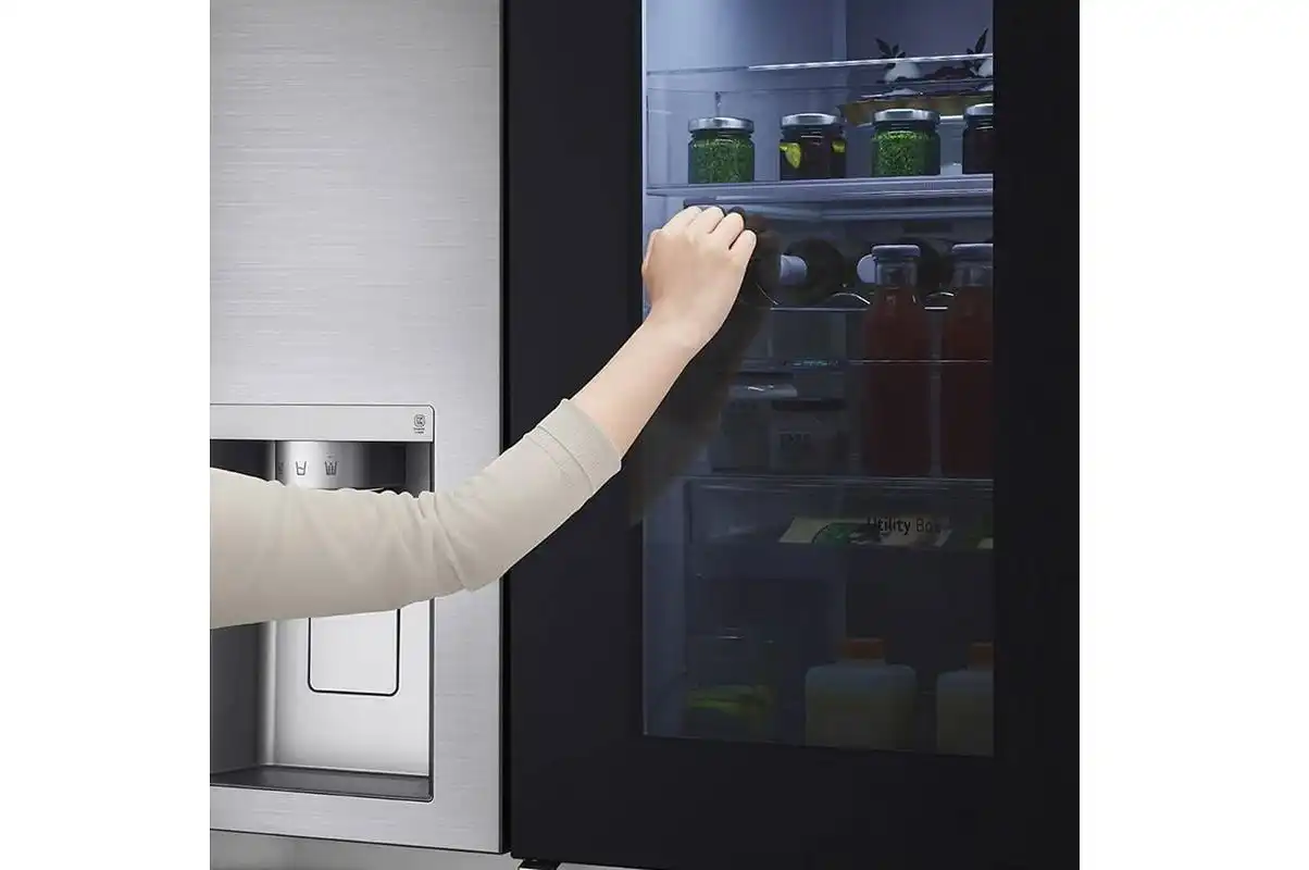 LG InstaView™ Double Door Fridge, 617L, Silver, GC-X257CSES - International Warranty