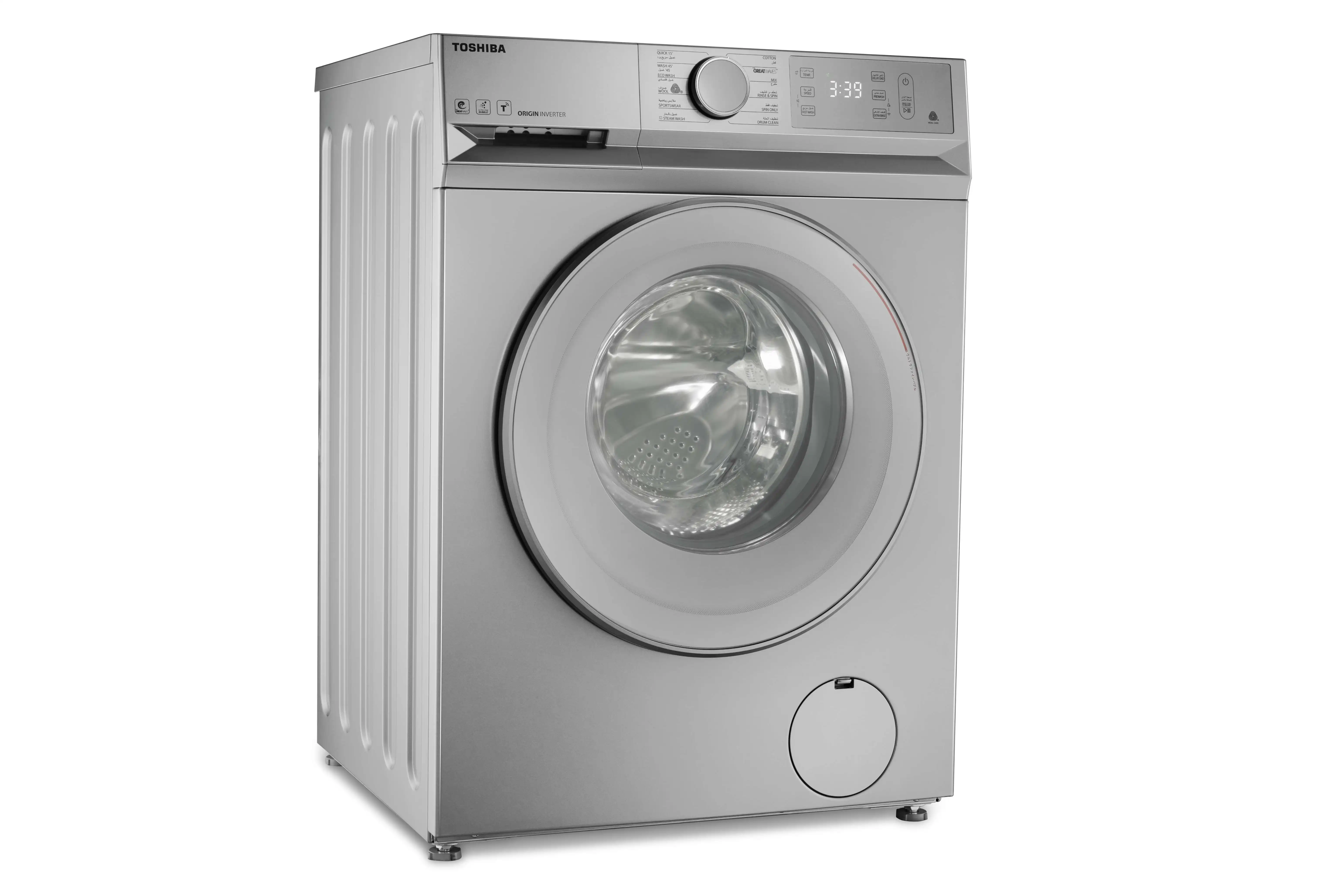 Toshiba Front Load Automatic Washing Machine, 8Kg, Inverter Motor, Silver - TW-BL90A4EG(SS)