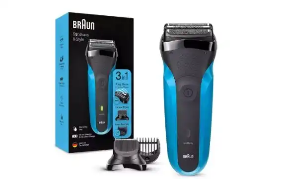 Braun Series 3 Wet and Dry Electric Shaver, Black Blue - 310BLK