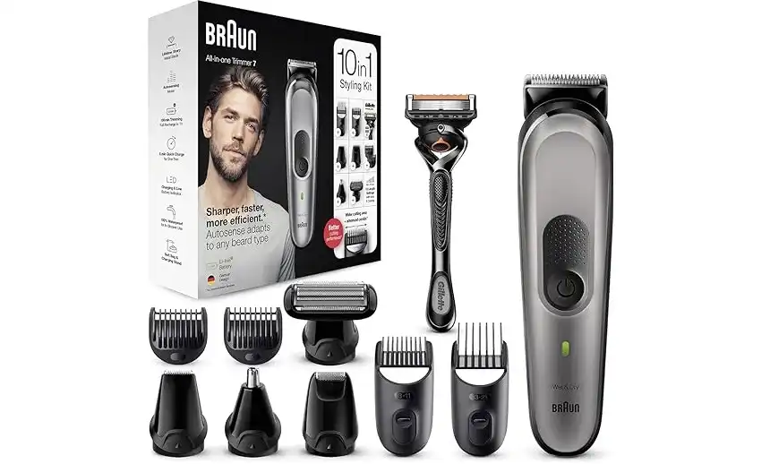 Braun 10-in-1 Trimmer, with Gillette ProGlide Razor. Black - MGK7320