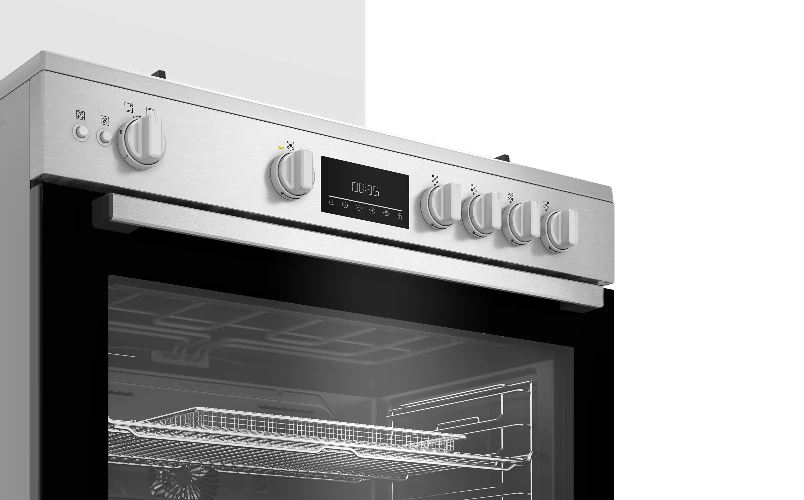Beko Gas Cooker with Grill and Airfry Function, 5 Burners, Stainless Steel - BGGR 11225 GXA