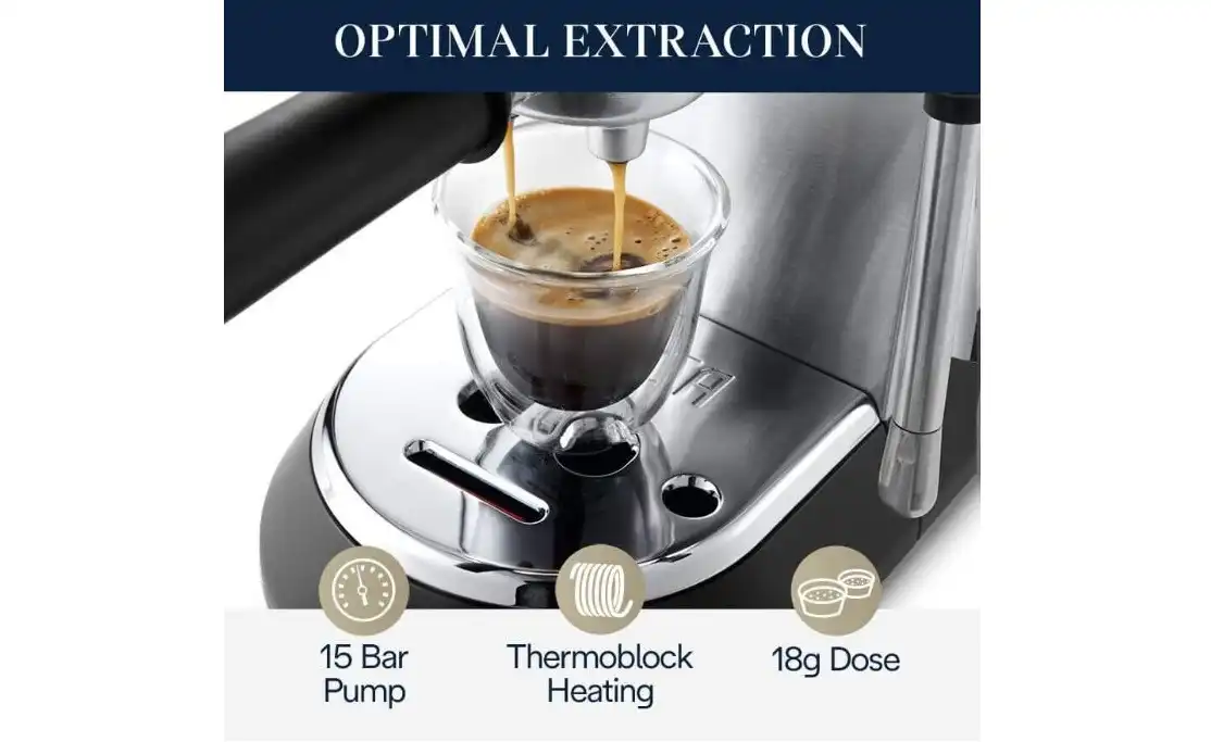 De’Longhi Dedica Arte Combination Coffee Maker, 1350 Watt, Silver - EC885.M