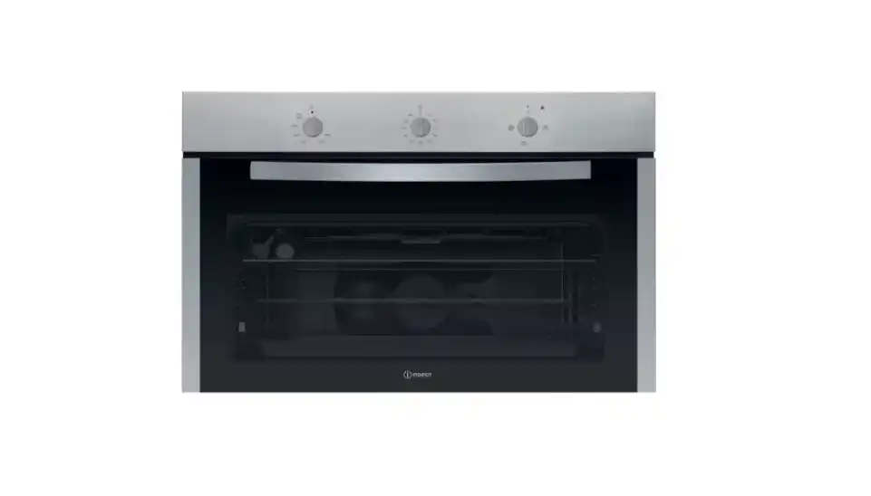 Indesit Bundle of Built-In Gas Hob, 5 Burners, Full Safety, Cast Iron Pan Supports, 90 cm, Stainless Steel - IN 9522 IX + Built-In Visor Hood Without Chimney, 90 cm, Silver - ISLK 96 LS X + G