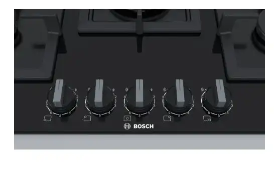 Bundle of Bosch 5 Burners Gas Built-In Hob, 75 cm, Black - PPQ7A6B20 With Series 4 Built-in Electric Oven, with Grill, 66 Liters, Stainless steel - HBJ534ES0