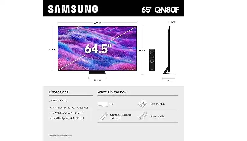تلفزيون سامسونج 65 بوصةNeo OLED 4K سمارت، بريسيفر داخلي - 65QN80F