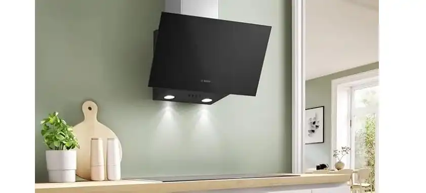 Bundel of Bosch Serie 6 Gas hob, 60 cm, Black - PCP6A6B90 + Bosch Series 2 Built-in Wall-Mounted Cooker Hood, 360 m³/h, 60 cm, Silver / Black -  DWK63PJ61T