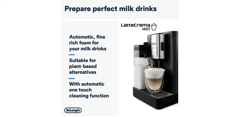 De'Longhi Rivelia Coffee and Espresso Machine, 19 Bar, 1.4 Liter, Touch Screen, Black - EXAM440.55.B (Raya Warranty)