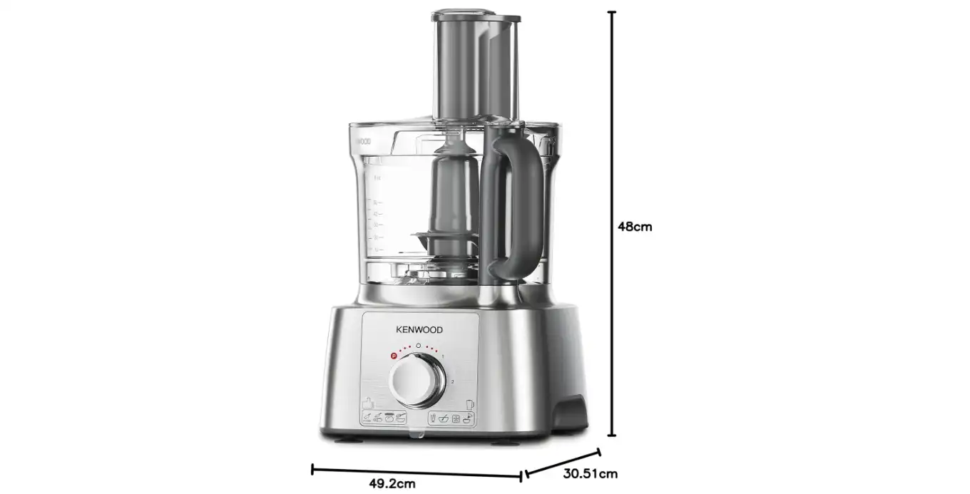 Kenwood Multipro Express Food Processor, 3.0 Litre Bowl With Express Serve, 1.2 Litre Blender, Dough Hook, Whisk, 3 Slicing and Grating Discs, Multi Mill, 1000 Watts, Silver - FDP65.880SI - E