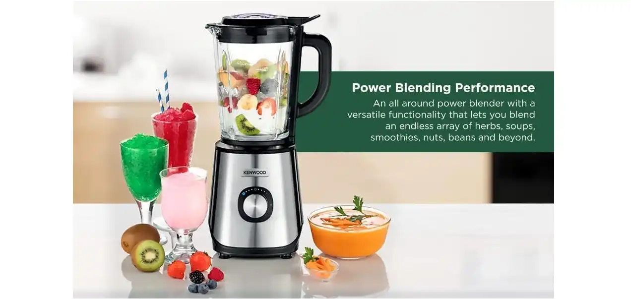 KenWood Countertop Blender, 2 Liter, 1000 Watt, Silver Black - BLM45.240SS ( International Warranty )