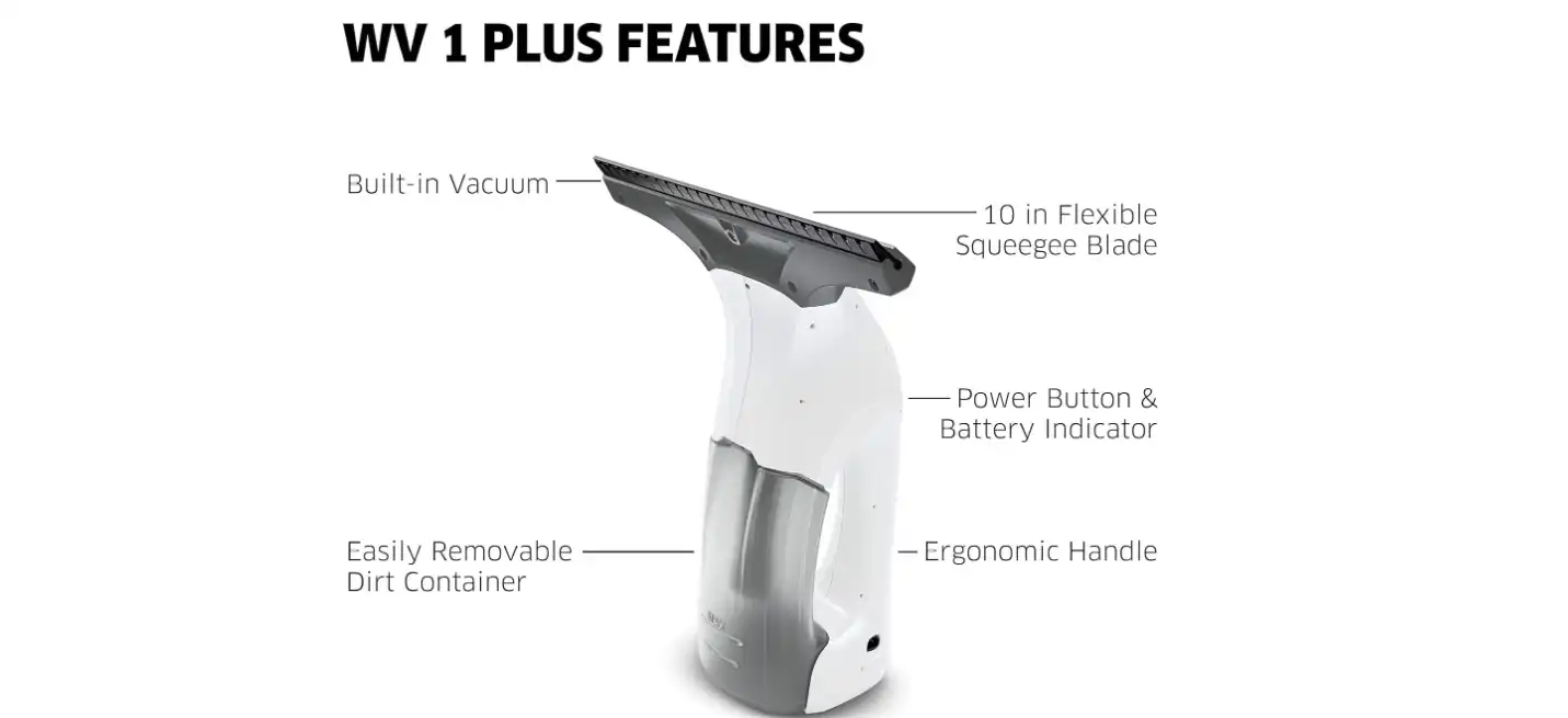 Karcher WV 1 Plus Window Vacuum, German Technology, Cordless Window Squeegee, Rechargeable Battery, White