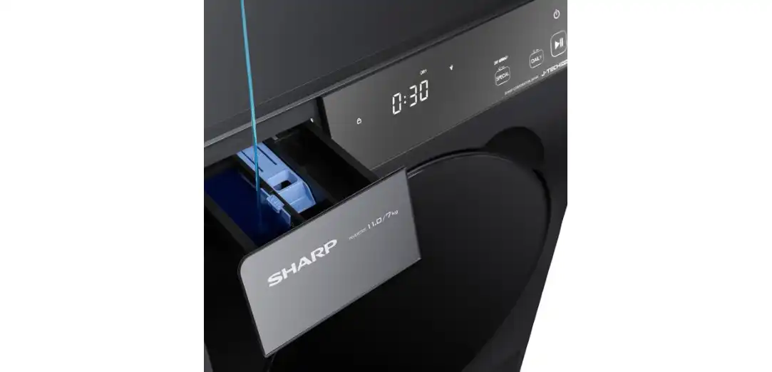 غسالة ملابس شارب K-PRO فول أوتوماتيك، 11 كجم + مجفف 7 كيلو، انفرتر، رمادي غامق - ES-DP114KLE-G