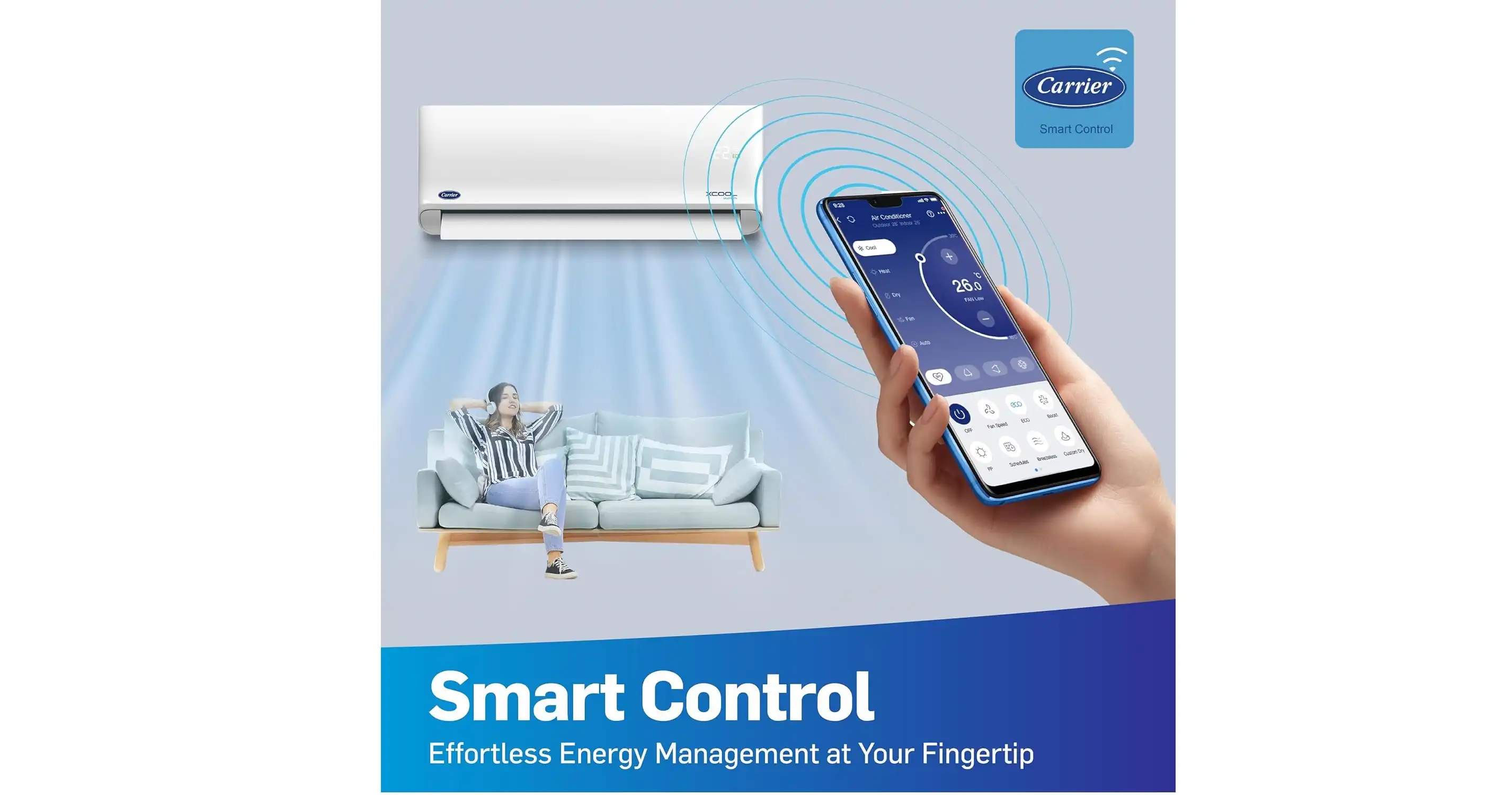 Carrier XCOOL Inverter 2.25 HP, Cool & Heat, White - 53QHEFT18DN8 708F