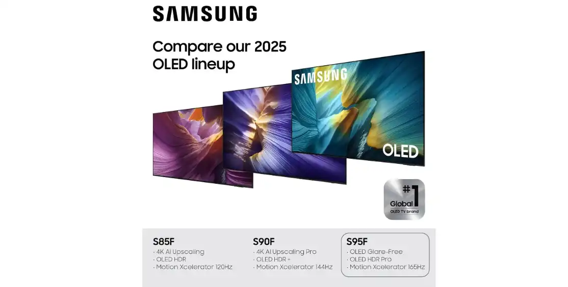 تلفزيون سامسونج S95F، OLED، 4K سمارت، مقاس 77 بوصة، رمادي، أسود - QA77S95FAWXXY( 2025)