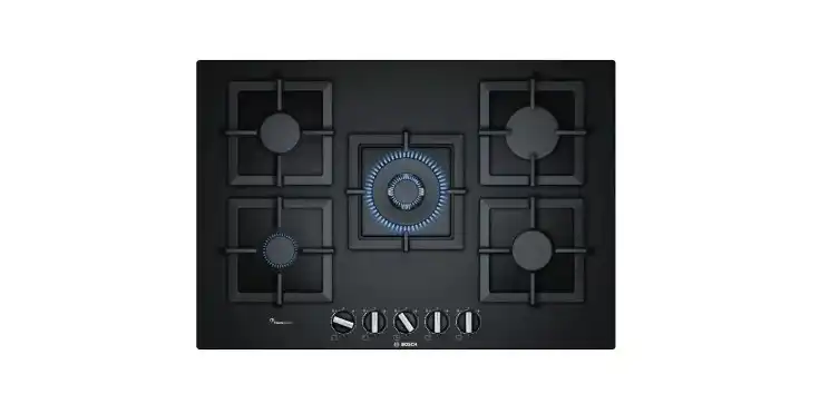 Bundle of Bosch Gas Hob 5 Burners, 75 cm, Glass Black - PPQ7A6B20 + Bosch Series 6 Built-In Electric Oven, 60 cm, Silver - HBJ558YS0G